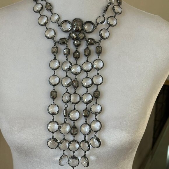 NWT CHICO'S Cascading Silver Tone Statement Necklace - Picture 3 of 4